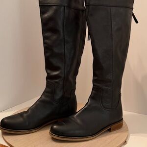 Franco Sarto Women’s Black Knee High Riding Boots Size 10M Leather Upper